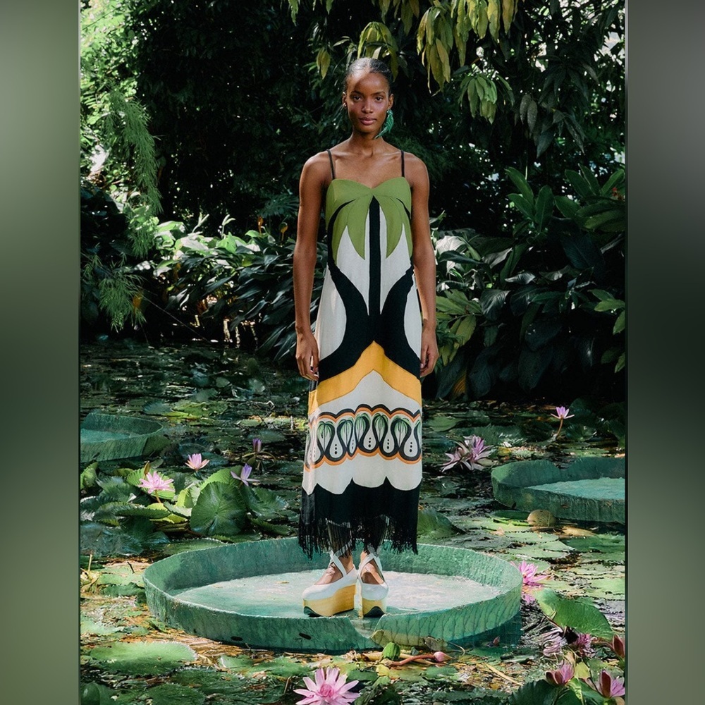 Farm Rio Off-White Coconut Tree Flow Dress